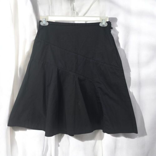 GAP Black A-Line Skirt Panelled Cotton Blend Casual Flared Mini Size 4 Stretchy