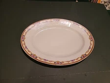 Antique Large VICTORIA China Meat Platter  Flowers Czechslovokia