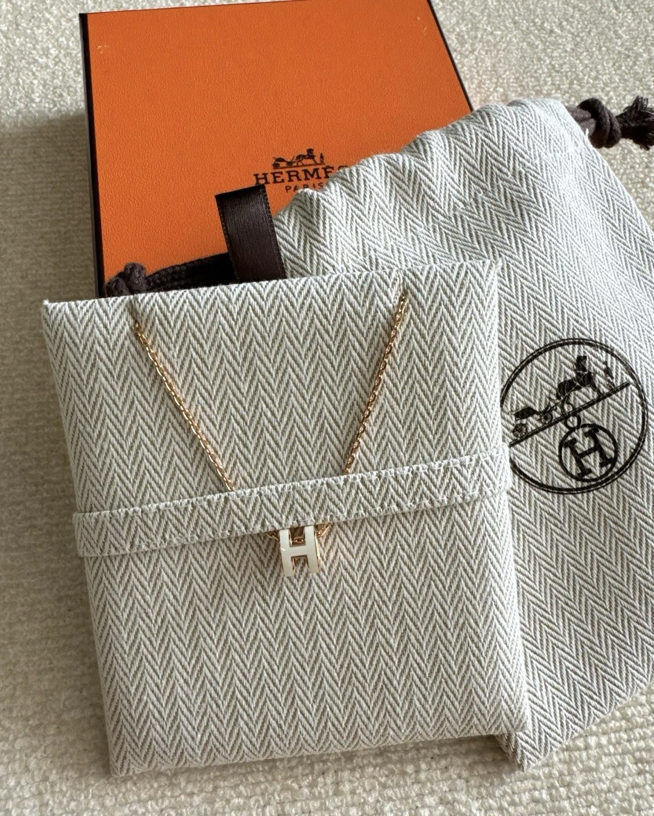 HERMÈS Collana Hermes Mini Pop Oro Rosa Bianco