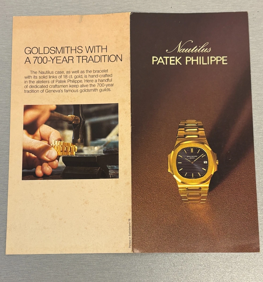 MUY RARO FOLLETO ORIGINAL DE FÁBRICA PATEK PHILIPPE NAUTILUS - ¡MUY BONITO!