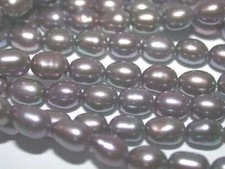 GRAY AB FRESH WATER PEARLS 5.50mm X4.2MM - ONE 15 INCH STRAND