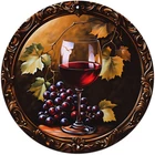 Round Wine Glass Grapes Leaves Vintage Metal Tin Wall Sign 8x8Inches