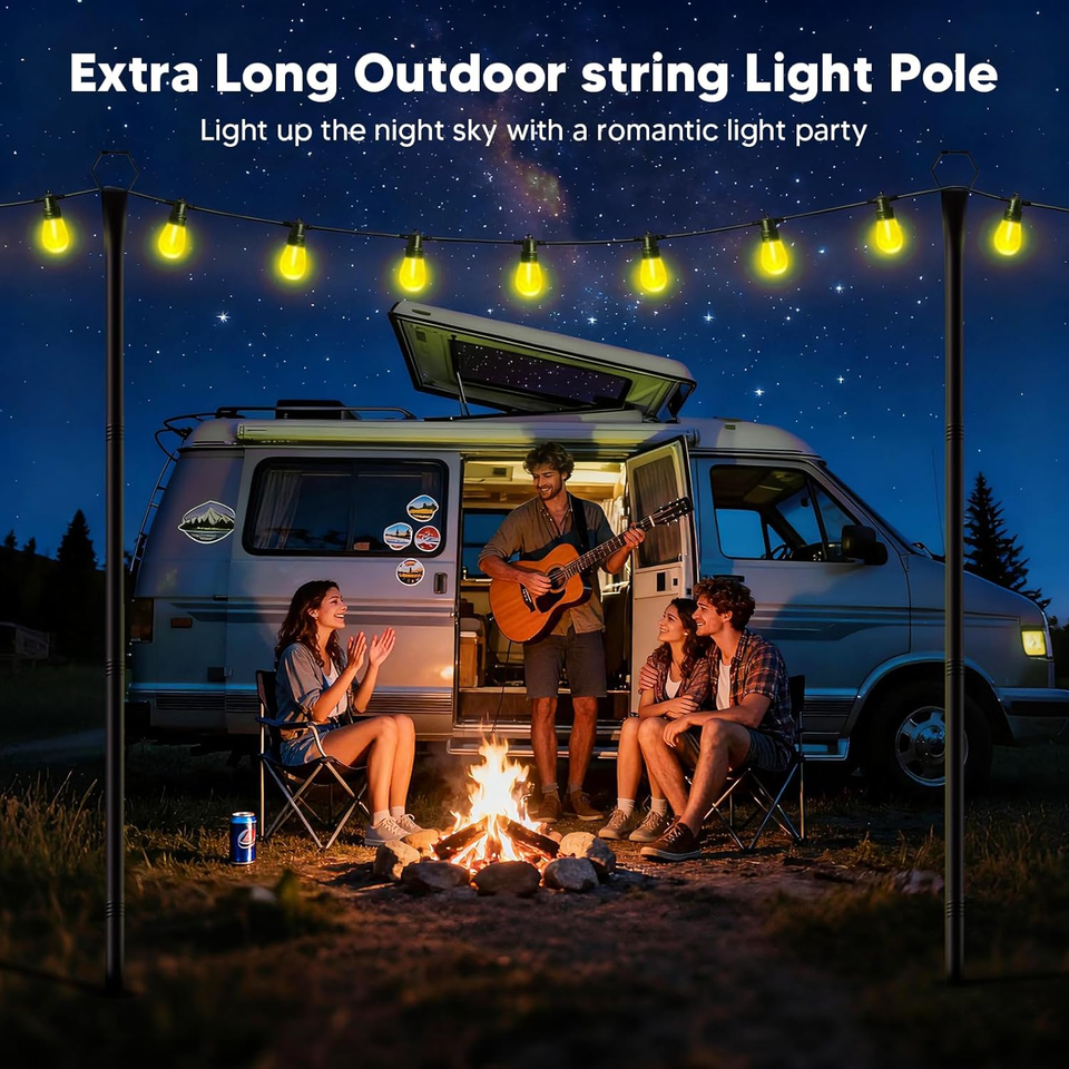 4 Pack String Light Poles for Outside, 10Ft Light Poles for Outdoor ...