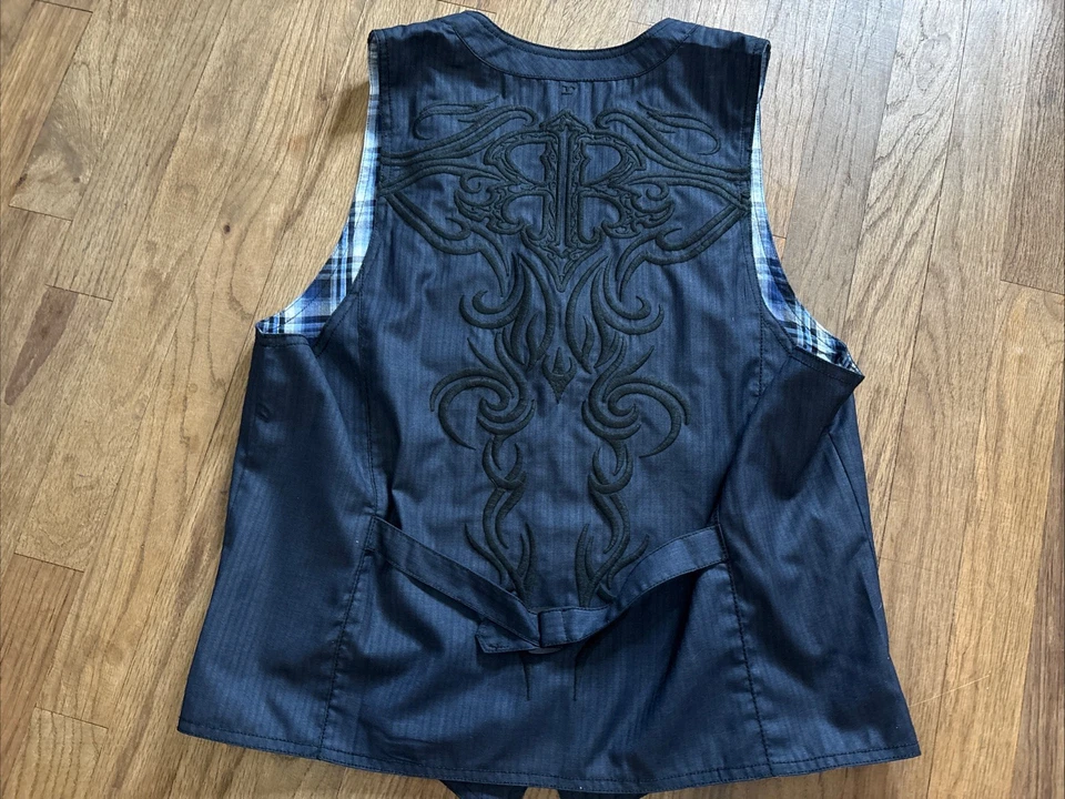 Roar Los Angeles Button Up Vest Men’s Classic X Large Blue Designer Affliction - Image 3 of 4