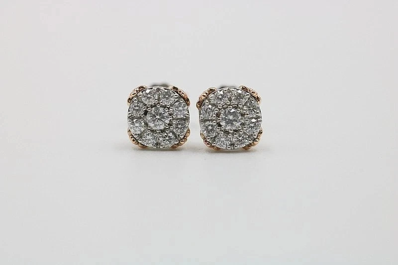 Pendientes Zales Disney Encantados Oro Rosa 10k/Plata 925 1/2 CT Diamantes Racimo Foto 2 de 4