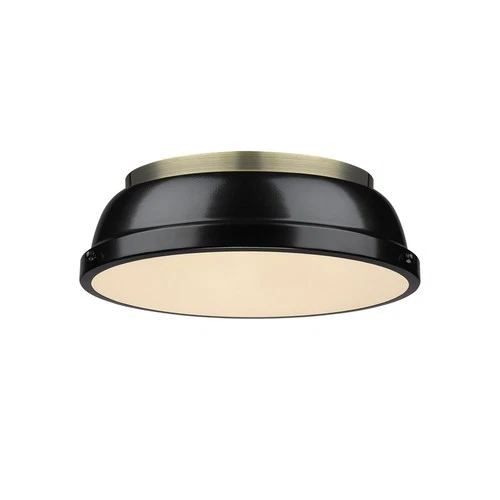 Golden 3602-14-AB-BK Duncan 14" 2-Light Flush Mount in Aged Brass w/ Black - Picture 2 of 2