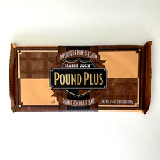 TRADER JOE'S Pound Plus Belgium Dark Chocolate Bar 1 HUGE PACK 17.6 oz