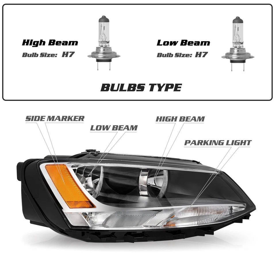 Faro halógeno lado derecho pasajero Volkswagen Jetta 2011-2018 Foto 2 de 4