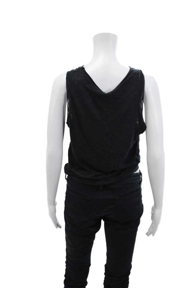 Regata Elan feminina algodão gola redonda casual sem mangas preta tamanho G - Imagem 3 de 4