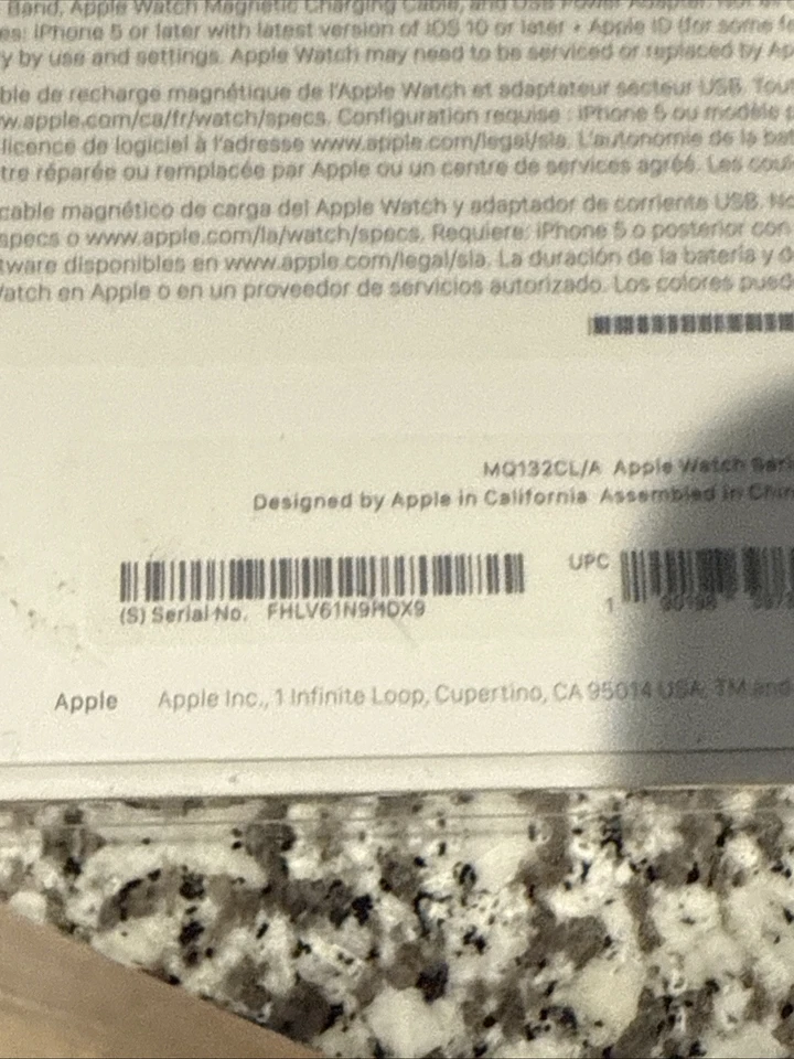 Apple Watch Series 2 38 mm Case Silver Aluminum Sports Band White New In Box - Image 2 of 3