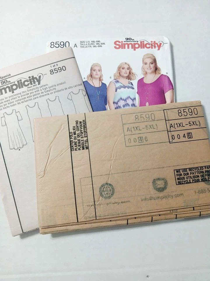 8590 Simplicity Sewing Pattern.  Womens Knit Dress. Size 1xl, 2xl, 3xl, 4xl, 5xl - Image 3 of 3