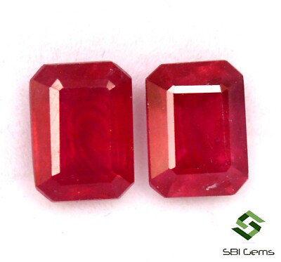 4.23 Cts Natural Ruby Octagon Cut Pair 8x6 mm Reddish Shade Loose Gemstones GF
