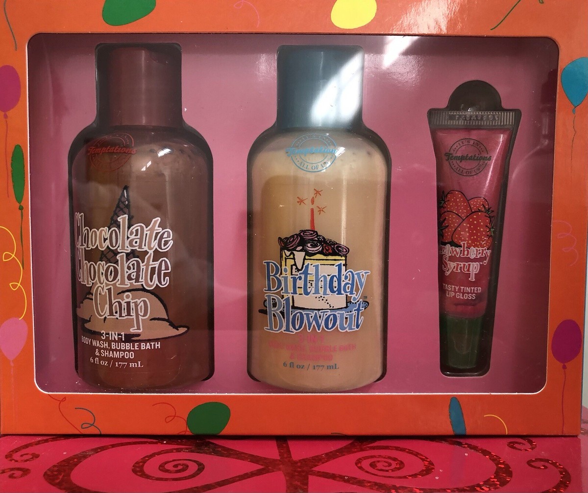 Bath & Body Works TEMPTATIONS CHOCOLATE 3 Piece Birthday Survival