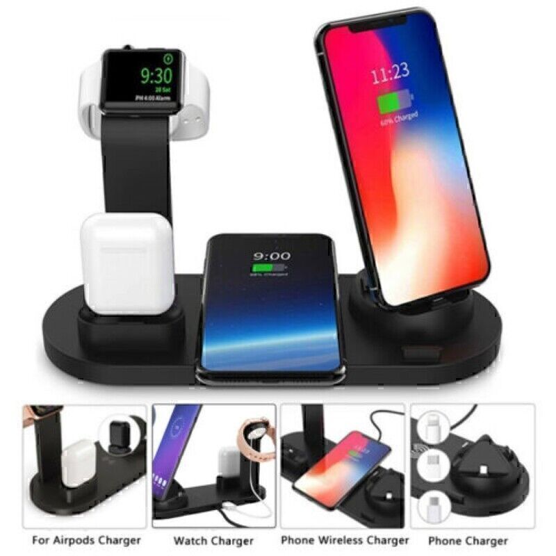4 In 1 Wireless Charger Charging Dock For Apple Watch iPhone 11 Pro Max