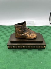 Vintage Bronzed Copper Baby Shoe Bookend- Heavy Weight