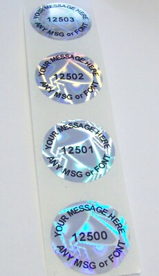 100 to 1000 Custom MGR20c 3/4'' Round Tamper Evident Hologram Adhesive Labels