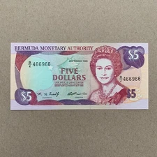 Bermuda 5 Dollars Banknote P41b 1995 UNC Queen Currency Lighthouse B999