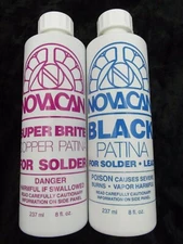 Novacan Super Bright Copper and Black Patina Pack Stained Glass Supplies 8 oz ea
