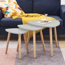 Modern Nest of 3 Coffee Tables Side End Lamp Set Modern End Table Furniture