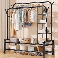 Heavy Duty Garment Rack Rolling Clothes Rack Portable Clothing Rack With Wheels