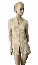 ST.JOHN COLLECTION BEIGE ZIPPERED SANTANA KNIT JACKET SIZE 6