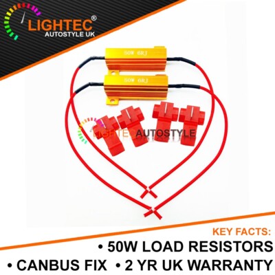 2x 50W 6Ω LASTWIDERSTAND MIT SCOTCH LOCK LED BIRNEN ANZEIGE BLITZRATE RELAIS