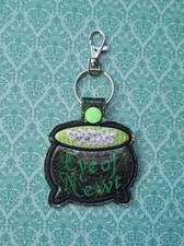 "Eye of Newt", Witch's Cauldron Handmade Embroidered Keychain with Swivel Clasp