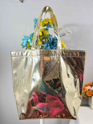 CONSUELA Metallic Shiny Gold North South Tote Bag