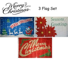 3x5 Merry Christmas 3 Flag Wholesale Set 6 3'x5' House Banner Grommets