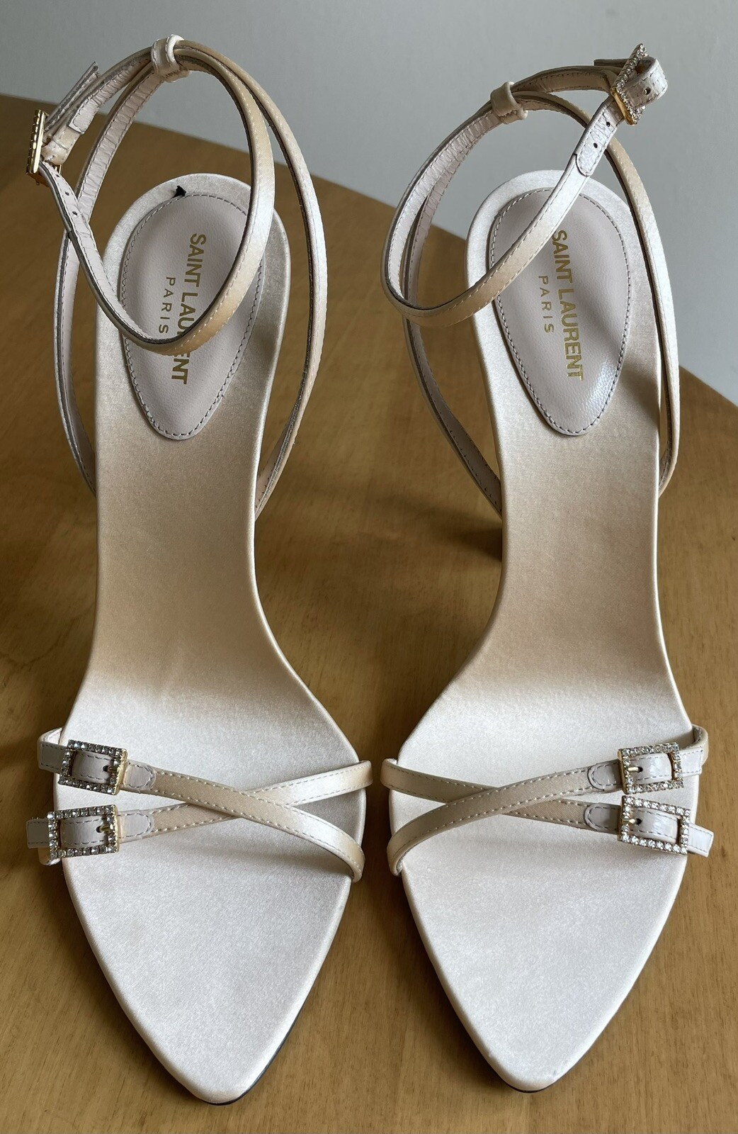 Autentici sandali Saint Laurent viola raso nudo taglia 39 BELLISSIMI!!