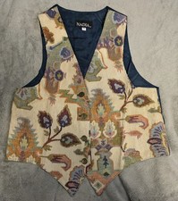 Vintage Nadia Embroidered FLORAL FLOWER Tapestry Women's SM Grandmacore Vest NEW