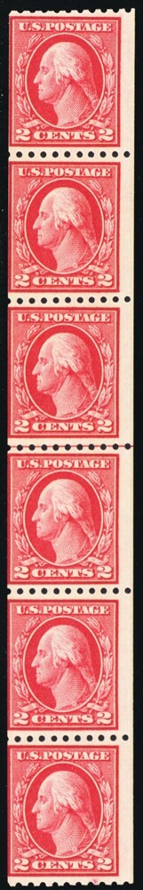 切手06 442, Mint NH 2¢ Coil Line Strip of Six Stamps CV $240 * Stuart
