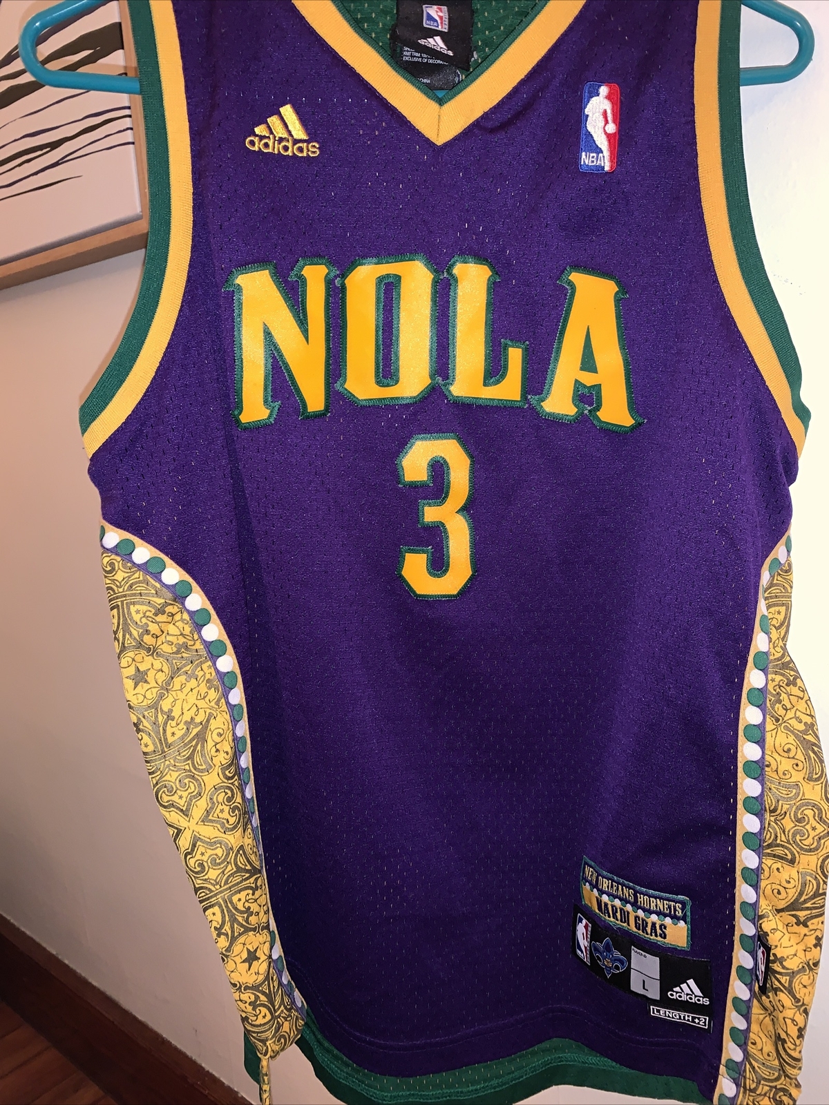 New Orleans Hornets Chris Paul Adidas NOLA Mardi Gras Swingman Purple  Jersey 2XL on eBid United States