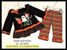INFANT GIRLS RARE EDITIONS HALLOWEEN RUFFLE PANT SET - 3/6 MOS.