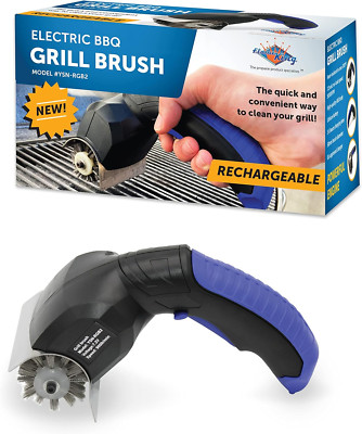 Electric BBQ Grill Brush Cordless and Rechargeable Stainless Steel Bristles,Blac