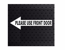 PLEASE USE FRONT DOOR ARROW SIGN LEFT Vinyl Window Decal