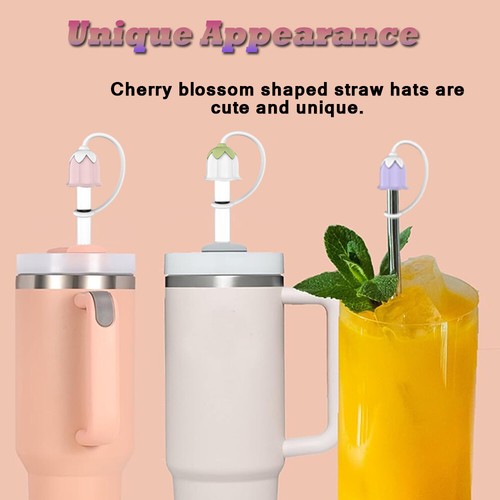 3 pezzi copri paglia per bicchiere Stanley tazza 30 40 oz silicone topper fiori di ciliegio - Foto 7 di 9