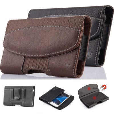 Horizontal Nylon Leather Pouch Case Cover Belt Clip Holster Loop For Cell Phones