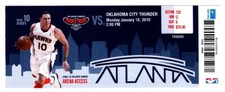 2010 ATLANTA HAWKS vs OKC THUNDER season ticket JAMES HARDEN rookie year