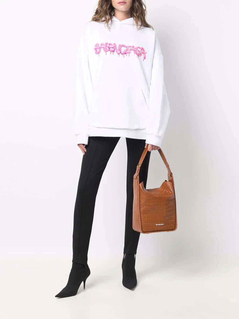 Felpa con cappuccio oversize Balenciaga bianca logo slime Taglia 2 (S) SS22 PREZZO AL PUBBLICO $995