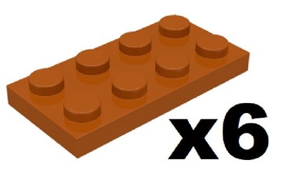  LEGO 5 New Dark Orange Plate 2 x 4 Stud Piece Flat Building Part DN01