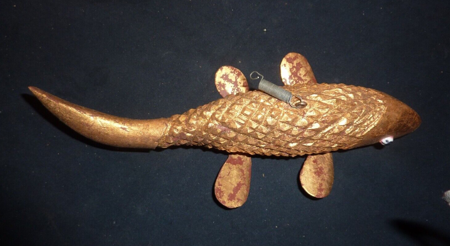 chip carved ICE FISH SPEARING DECOY-ONE of  a collection of 9 being sold