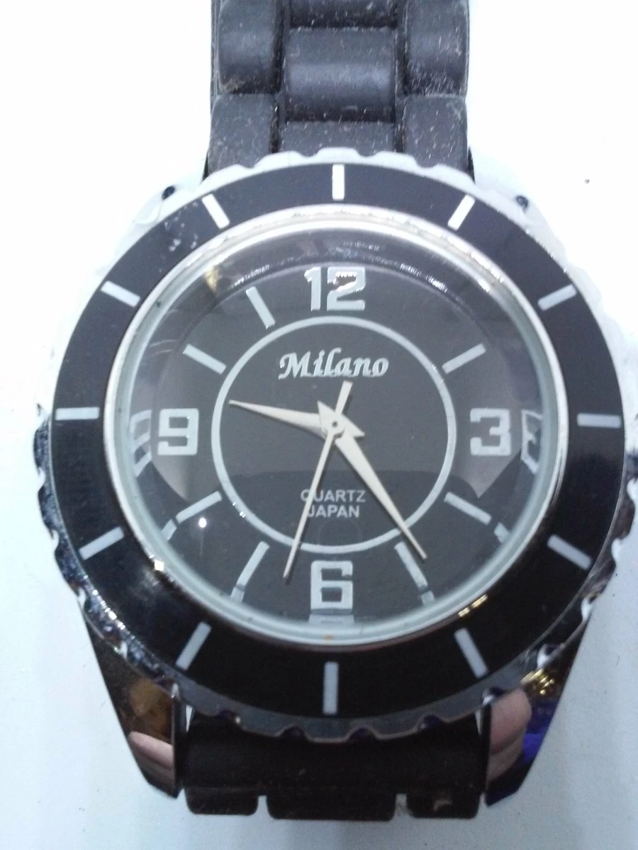 Milano Wrist Watch Black and Stainless Steel Water Resistant Quartz Japan