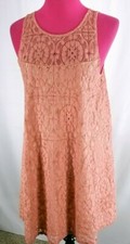 Free People Women's Lace Sheath Lined Open Back Dress Sleeveless SP Peach