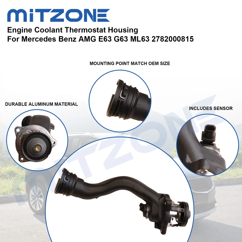 Carcasa termostato refrigerante motor Mitzone para Mercedes Benz AMG E63 G63 ML63 Foto 4 de 4