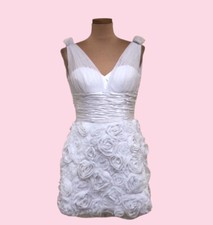 Sherri Hill Prom Dress Size XS White Rosette Floral Appliqué Mini