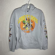 Looney Tunes Character Hoodie Gray Size Small Hood Pocket Bugs Bunny Taz