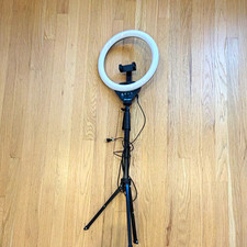 LED Ring Light w/ Tripod Stand  Phone Holder, White/Black Ring Light