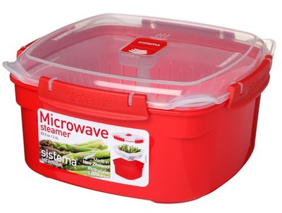 sistema  Mikrowellen-Dampfgarer 10.5 cm hoch rot, transparent