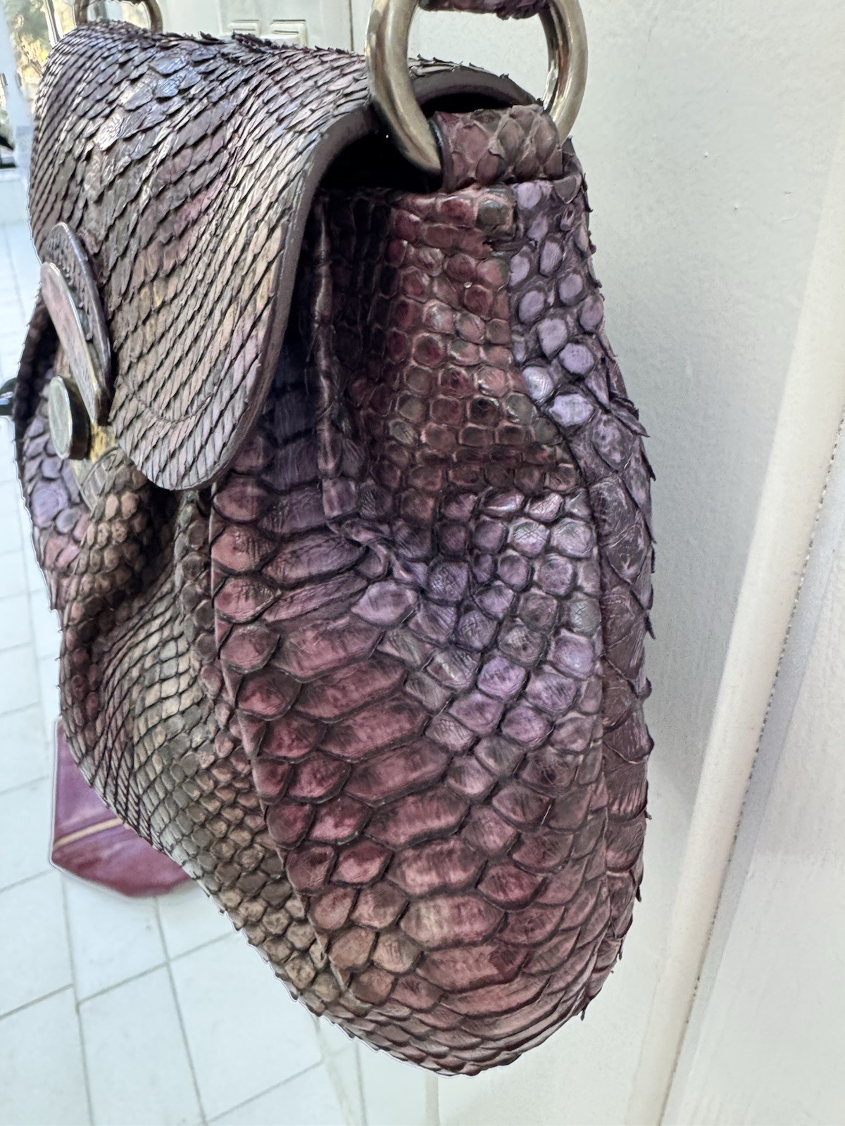 Prada Pink/Purple Python Leather Medium Shoulder … - image 15